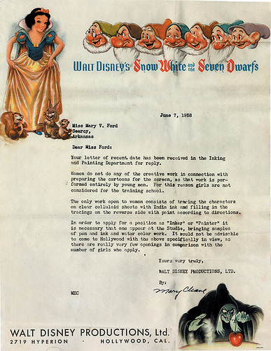 Disney Rejection Letter to Women Everywhere