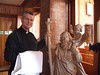 Fr Ron with statue of St.Christopher