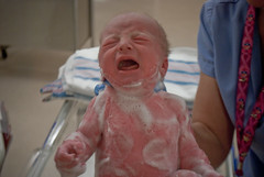 Nolan's First Bath in the Hospital