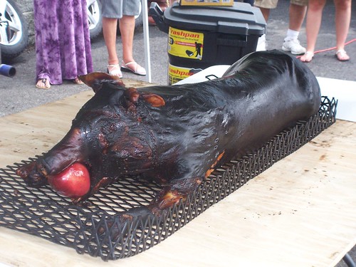 Pig Roast Pig out of the smoker