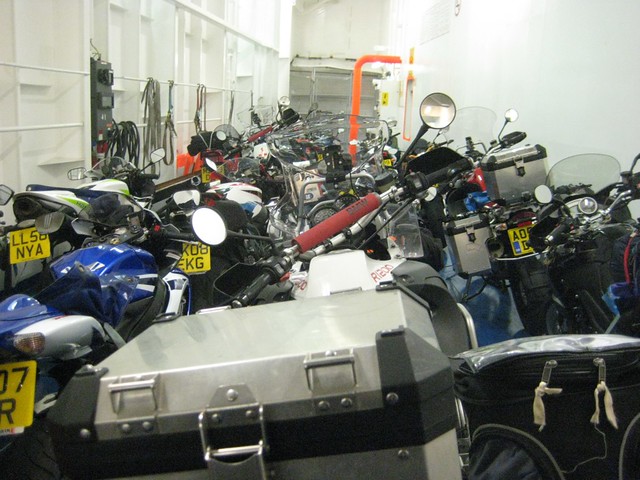 Over a hundred motorcycles on the ferry to Santander