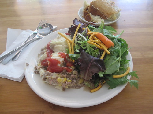sheppard's pie, salad, cake from the bistro - $6