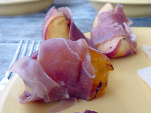 Peaches wrapped in ham