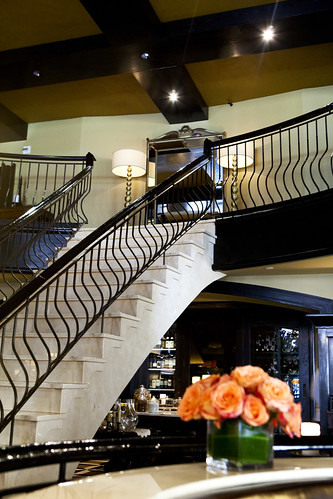 Stairs leading up to the private dining rooms
