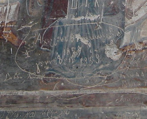 DSCN0319 Sümela, graffiti en Grec daté 1858