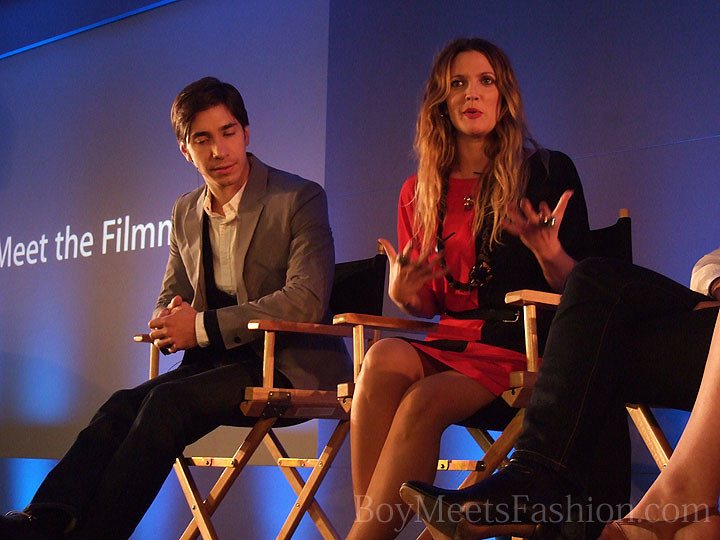 Drew Barrymore and Justin Long at the Apple store on Regent Street