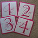 Hot Pink Wedding Table Numbers