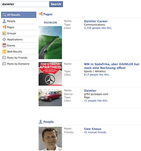 Auf Facebook nach Daimler gegoogelt