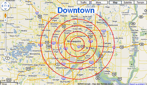 Downtowns and rankings in Google Maps