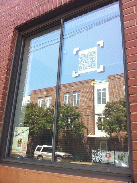 QR codes at businesses downtown Raleigh