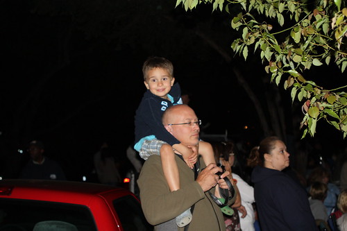 Ezra and Uncle Bob before the Rose Bowl fireworks display