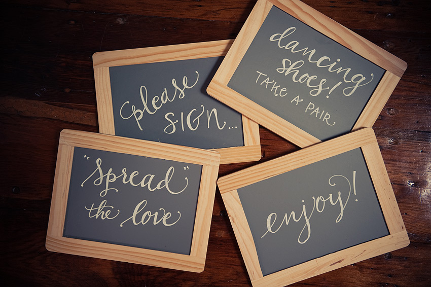 Hand lettering on faux chalk boards