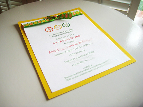 invitations for a citrus-themed tool & patio shower