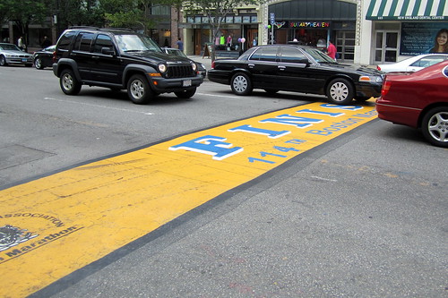 boston marathon finish line pictures. The finish line for the Boston Marathon is on Boylston Street in front of the Boston Public Library, midway between Exeter and Dartmouth Streets.