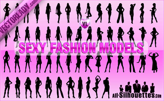Click en la imagen para descarga 56 Siluetas en formato vector - chicas sexys y fashions
