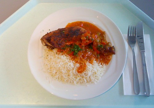 Paprika-Huhn mit Reis