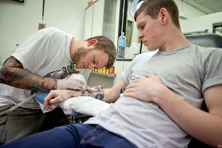 While in Brisbane Sam got tattooed at Westside Tattoo by Stooks.