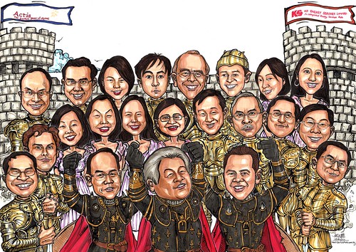 Group caricatures for Pricewaterhouse Coopers A3