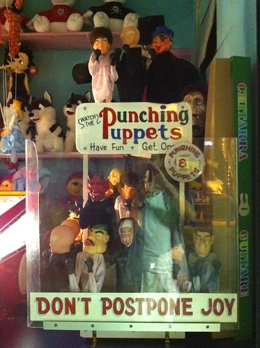 "Don't Postpone Joy" sign at Luna Park, Coney Island