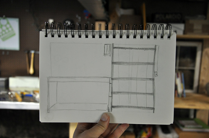 studio desk sketch