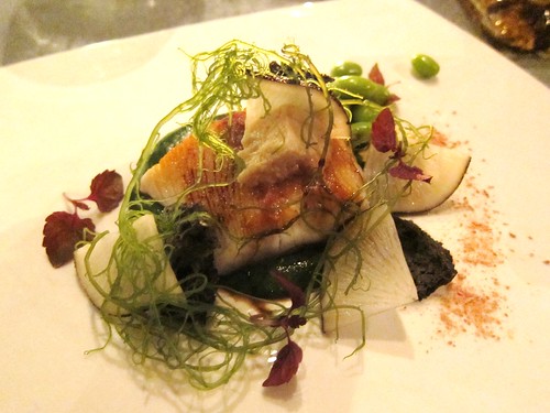 Kingfish Edamame with soy tofu and blacjt radish at Tippling Club