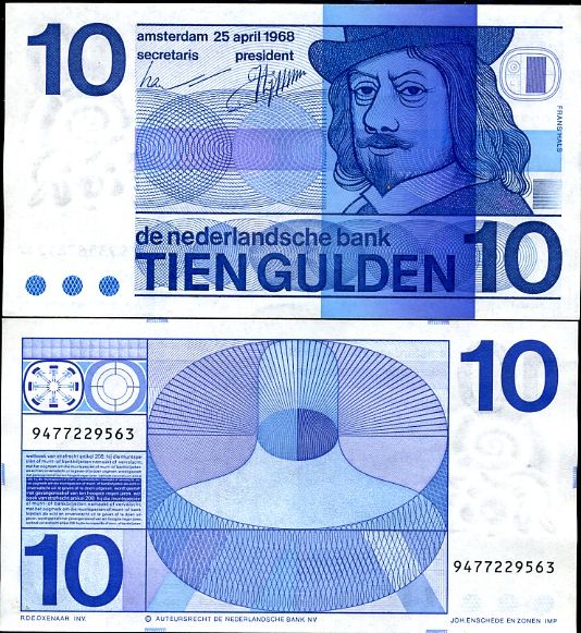 10 Gulden Holandsko 1968, P91