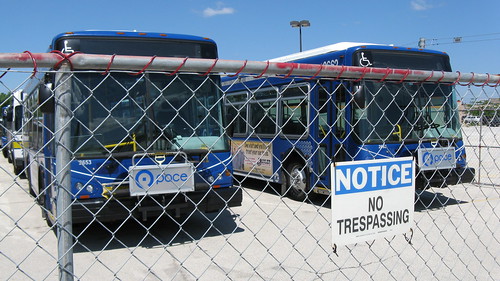Temporary bus storage facility at the Metra, Lake Cook Road commuter rail station. Deerfield Illinois. June 2010. by Eddie from Chicago