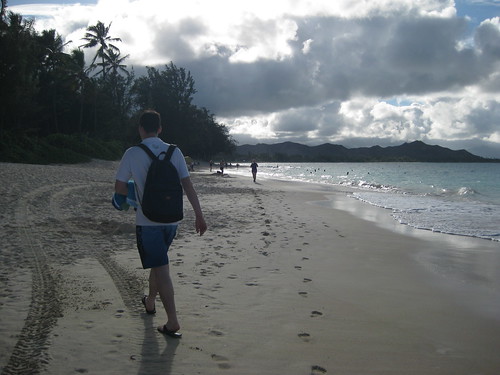 Dan walking along the beach.