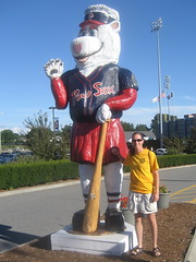 Amy outside the stadium, with Sox