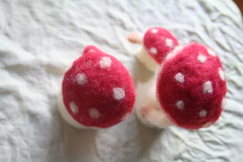 Needle-Felted Mushroom Family Top Down