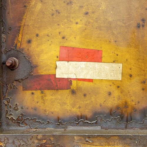 Rust and reflective tape, railway ore wagon, Selebi Phikwe, Botswana