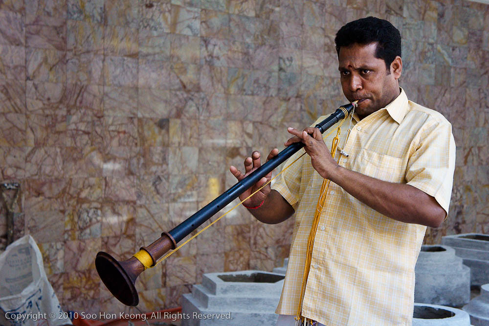 Musician at the Newly Renovated Sri Maha Mariamman Temple Dhevasthanam, KL, Malaysia