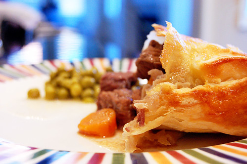 Steak & Guinness Pie with a Puff Pastry Lid Plated