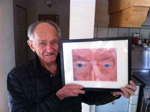 Retired Opthalmologist Wally Friedman M.D. with His iPad Portrait by DNSF David Newman