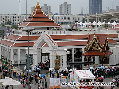 A wider view of the Thai pavilion, taken from atop the Singapore pavilion