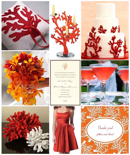coral red weddings