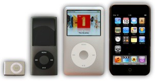 Photograph of different iPod devices