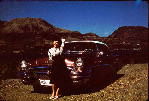 ty_poses_on_car_1950s
