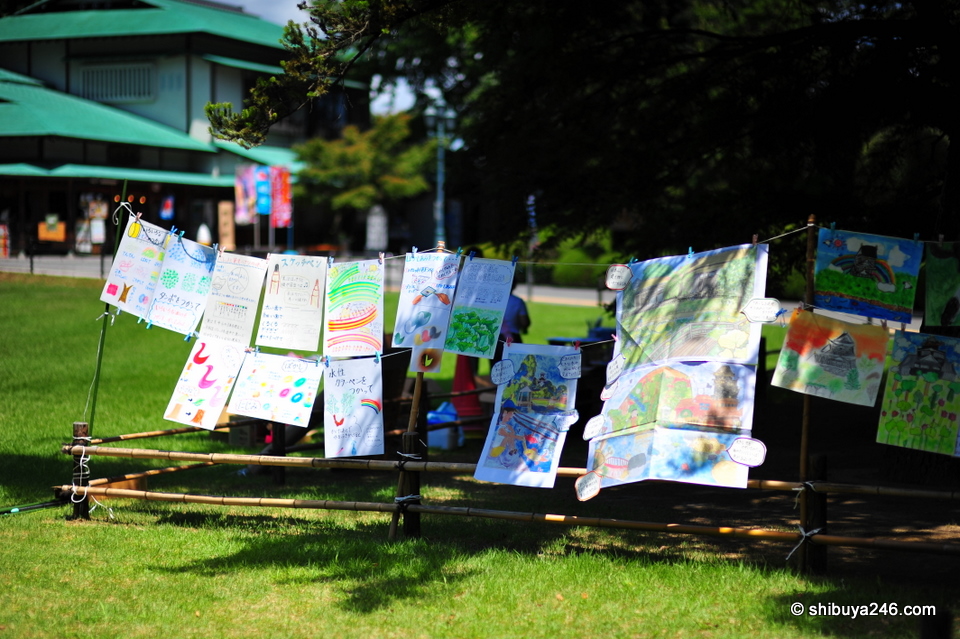 Like washing on the line, the kids put out their paintings to dry