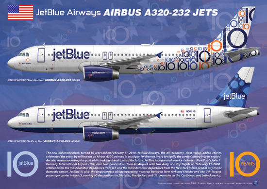 jetBlue Airbus A320-232 Jet Airliners 10th Anniversary