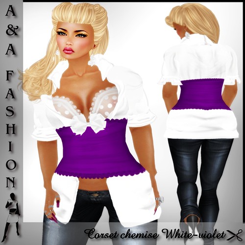 A&A Fashion Corset chemise White-violet