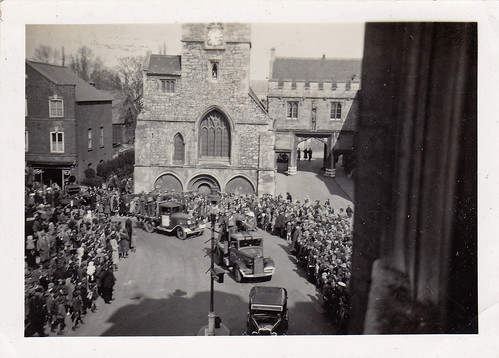 Abingdon, Oxfordshire. St Nicholas Church and Abbey gate. 1940s.