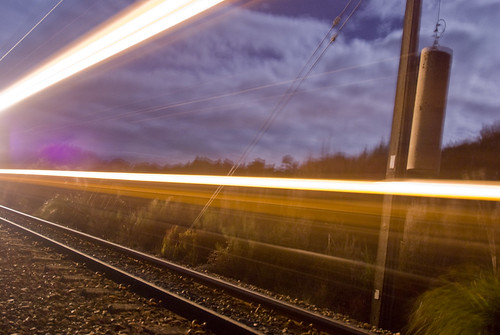 Freight Train Zooms By in Moonlight ©  maticulous