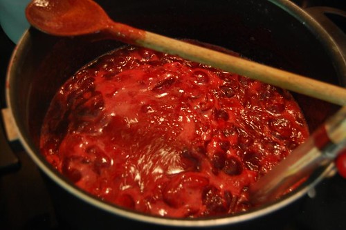 making cherry preserves