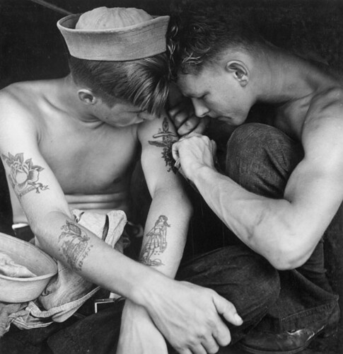 Much tattooed soldier aboard the USS NJ, by Charles Fenno Jacobs 1944