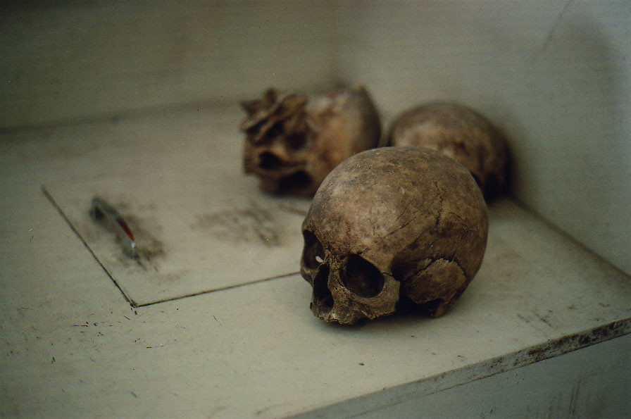 skulls confiscated from people trying to take them from the catacombs