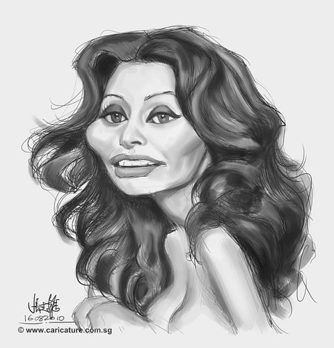 digital caricature of Sophia Loren - 1 small
