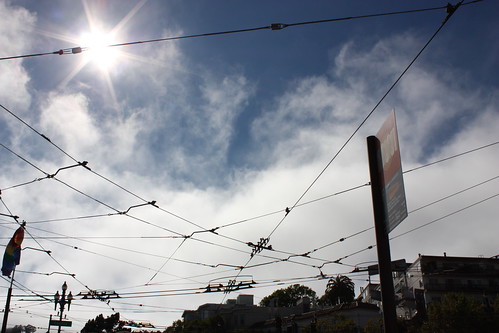 Fog dissipates before our eyes in the Castro district. 