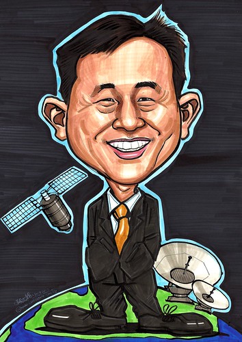 Ken Lokey's caricature - space and satellite A3
