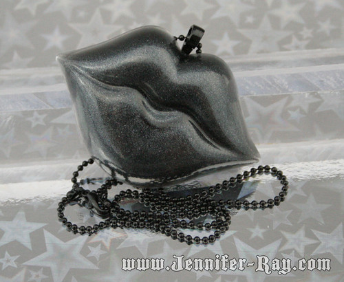 Black Death Kiss - Resin Lips Necklace
